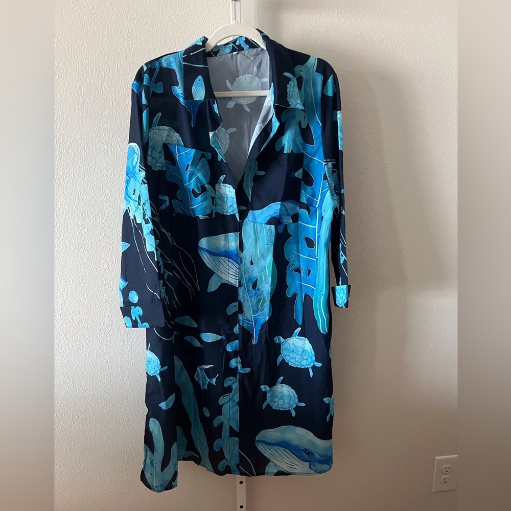 Lightweight Sea Life Button Down Tunic/Dress